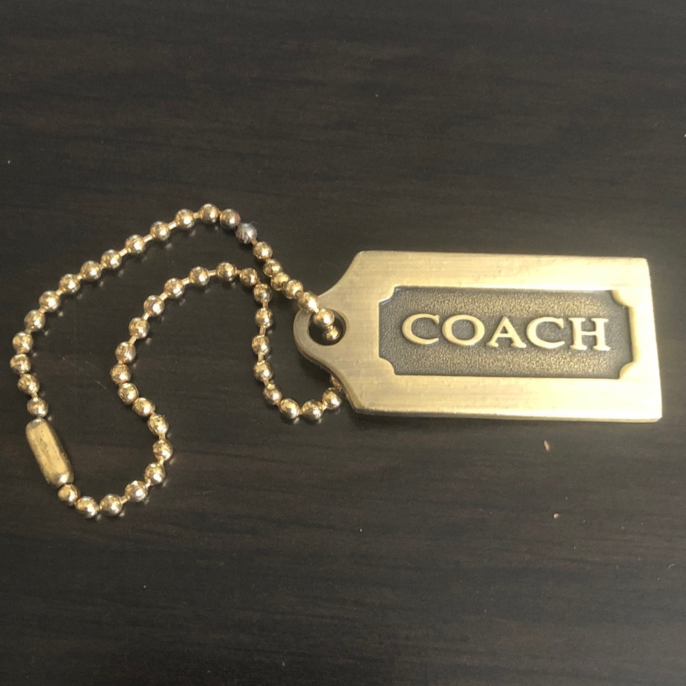 1.5" Y2K Coach Gold Tone Brass Metal Hangtag Bag Fob Charm Keychain ULTRA RARE
